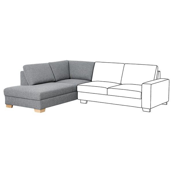 SÖRVALLEN corner section left, Lejde grey/black, 102x88x232 cm