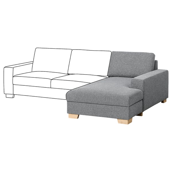 SÖRVALLEN chaise longue section, right/Lejde grey/black, 102x88x193 cm
