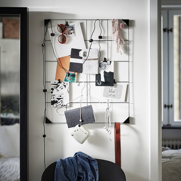 SÖSDALA memo board with clips, black, 60x75 cm