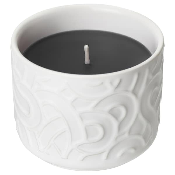 SÖTRÖNN - Scented candle in ceramic jar, red berries & vanilla/white, 25 hr