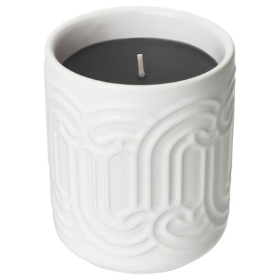 SÖTRÖNN - Scented candle/ceramic vase, red berries and vanilla/white,45 h