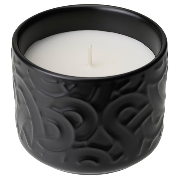 SÖTRÖNN - Scented candle in ceramic jar, black, 25 hr