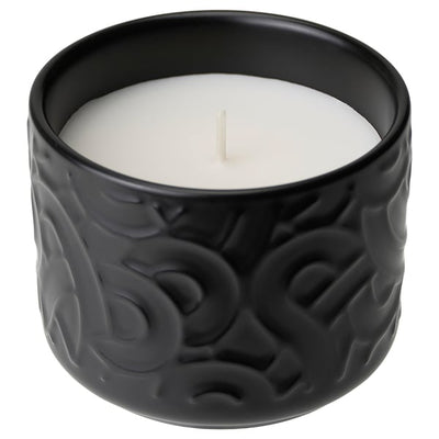 SÖTRÖNN - Scented candle/ceramic jar, matcha tea and ginger/black,25 h
