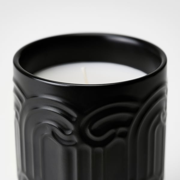 SÖTRÖNN - Scented candle in ceramic jar, matcha tea & ginger/black, 45 hr