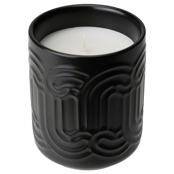 SÖTRÖNN - Scented candle in ceramic jar, black, 45 hr