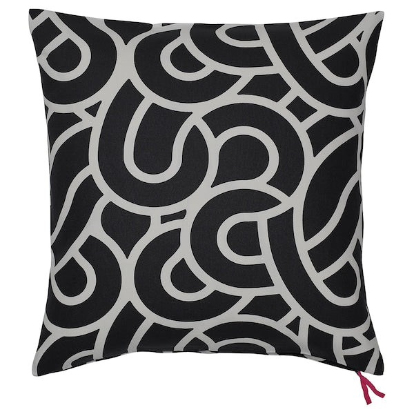 SÖTRÖNN - Cushion cover, black/white, 50x50 cm