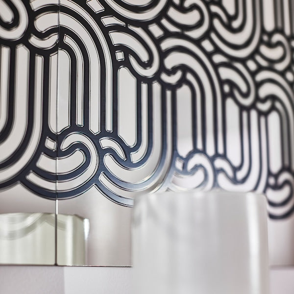 SÖTRÖNN - Decorative mirror, patterned/black, 40x40 cm