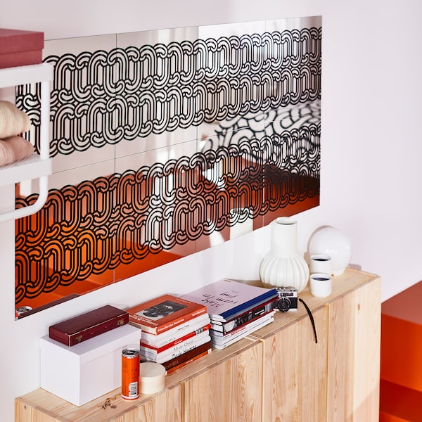 SÖTRÖNN - Decorative mirror, fantasy/black,40x40 cm
