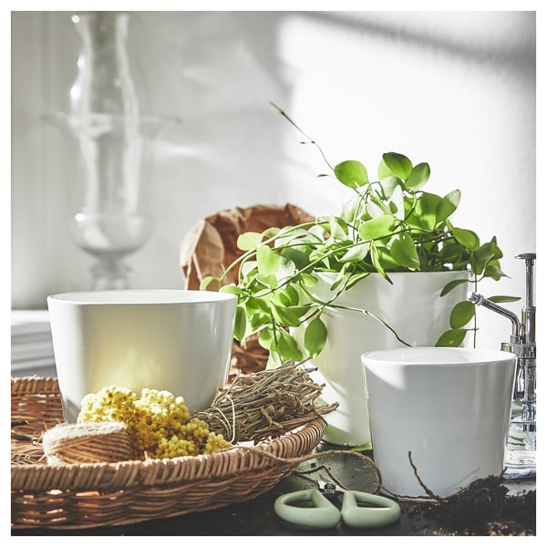 SOJABÖNA plant pot, white, 15 cm