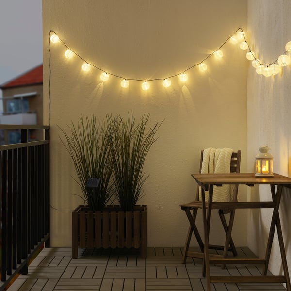 SOLARVET LED lighting chain with 24 lights, outdoor solar-powered/ball white, 7.5 cm