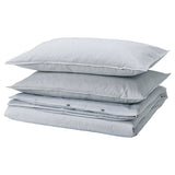 SOLFIBBLA duvet cover and 2 pillowcases, white blue/stripe, 240x220/50x80 cm