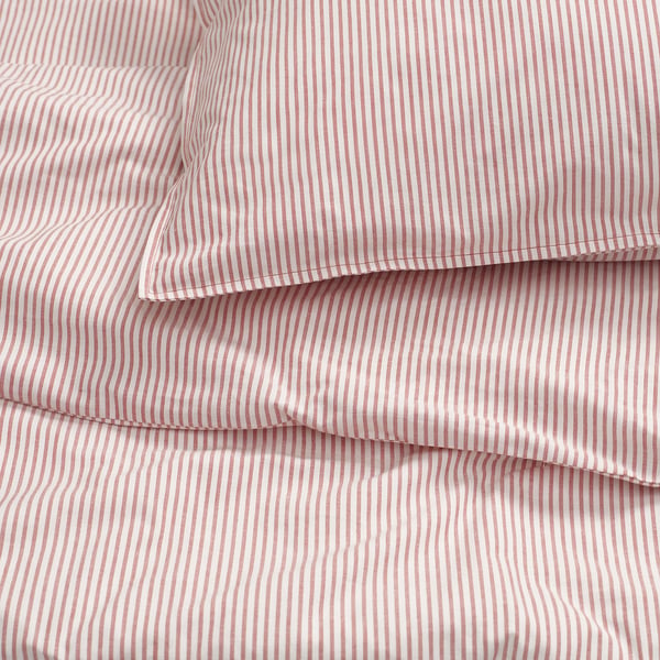 SOLFIBBLA duvet cover and pillowcase, white red/stripe, 150x200/50x80 cm