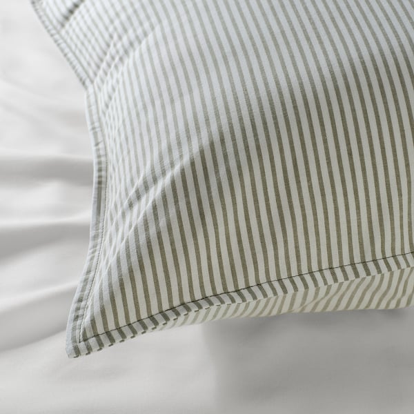 SOLFIBBLA pillowcase, white green/striped, 50x80 cm