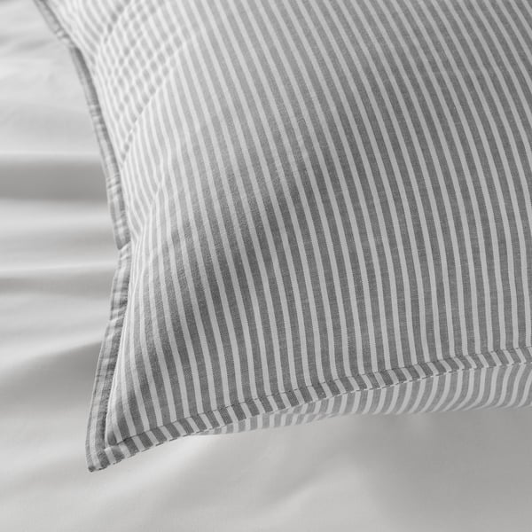 SOLFIBBLA pillowcase, gray white/striped, 50x80 cm