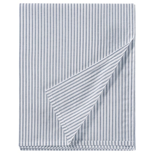 SOLFIBBLA flat sheet, white blue/stripe, 240x260 cm