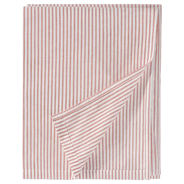 SOLFIBBLA flat sheet, white red/stripe, 150x260 cm