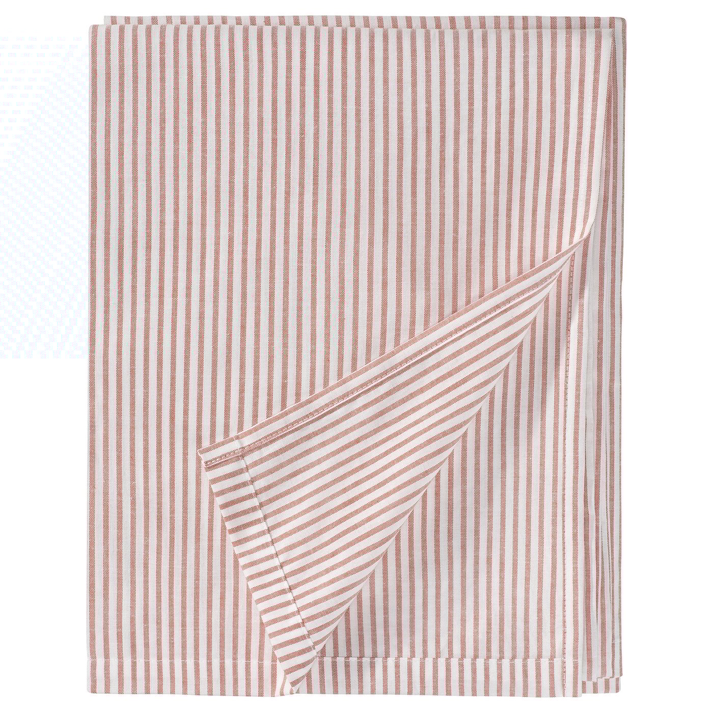SOLFIBBLA flat sheet, white red/stripe, 240x260 cm