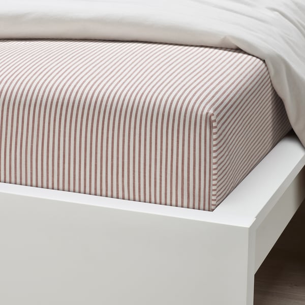 SOLFIBBLA flat sheet, white red/stripe, 150x260 cm
