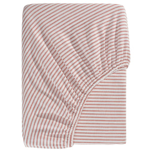 SOLFIBBLA fitted sheet, white red/stripe, 180x200 cm