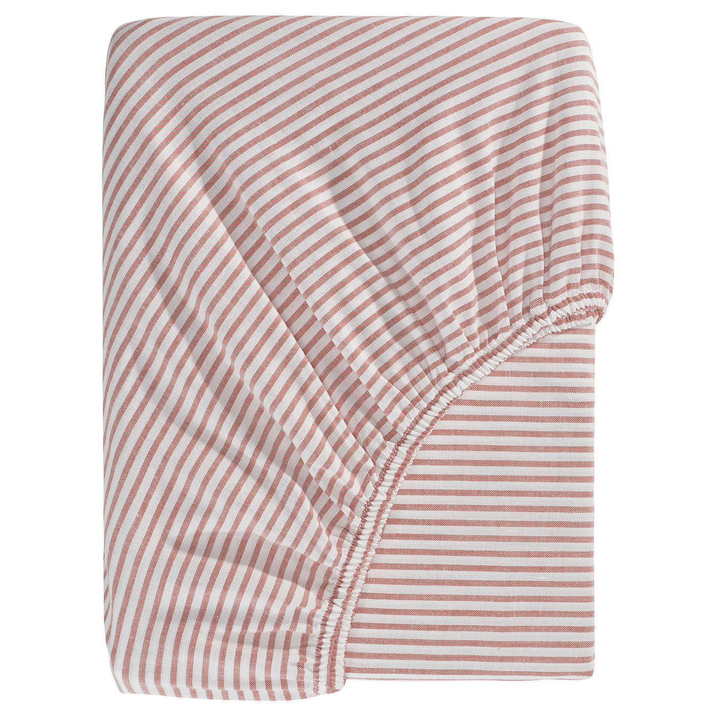 SOLFIBBLA fitted sheet, white red/stripe, 140x200 cm