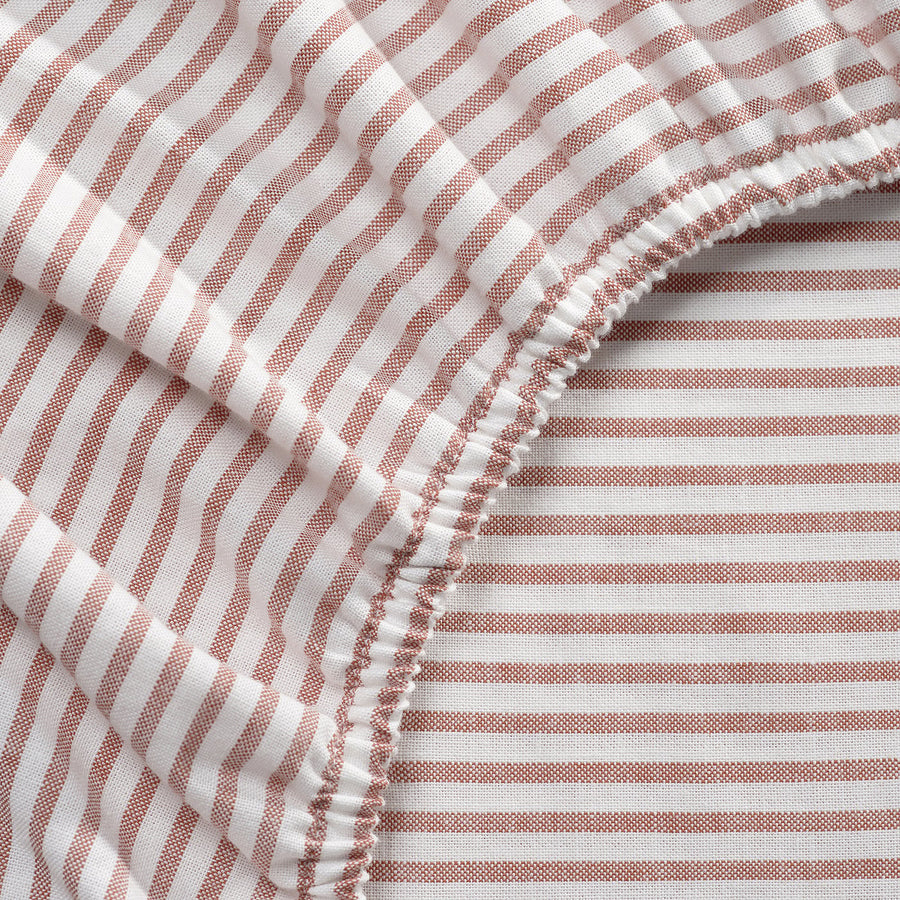 SOLFIBBLA fitted sheet, white red/stripe, 180x200 cm