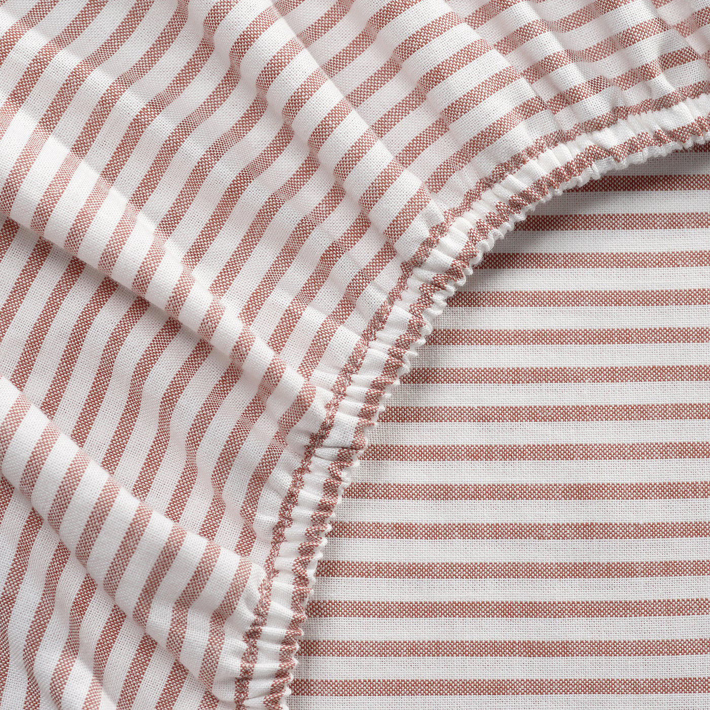 SOLFIBBLA fitted sheet, white red/stripe, 160x200 cm