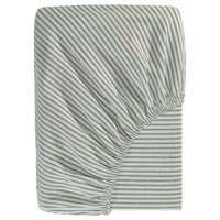 SOLFIBBLA fitted sheet, white green/stripe, 180x200 cm