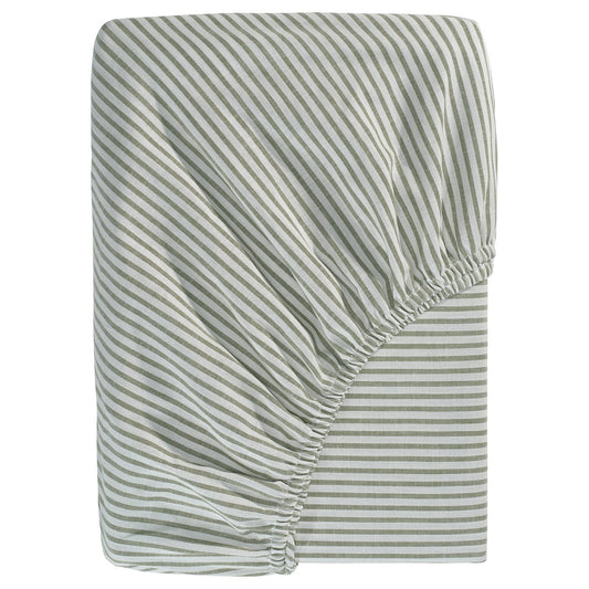 SOLFIBBLA fitted sheet, white green/stripe, 200x140 cm