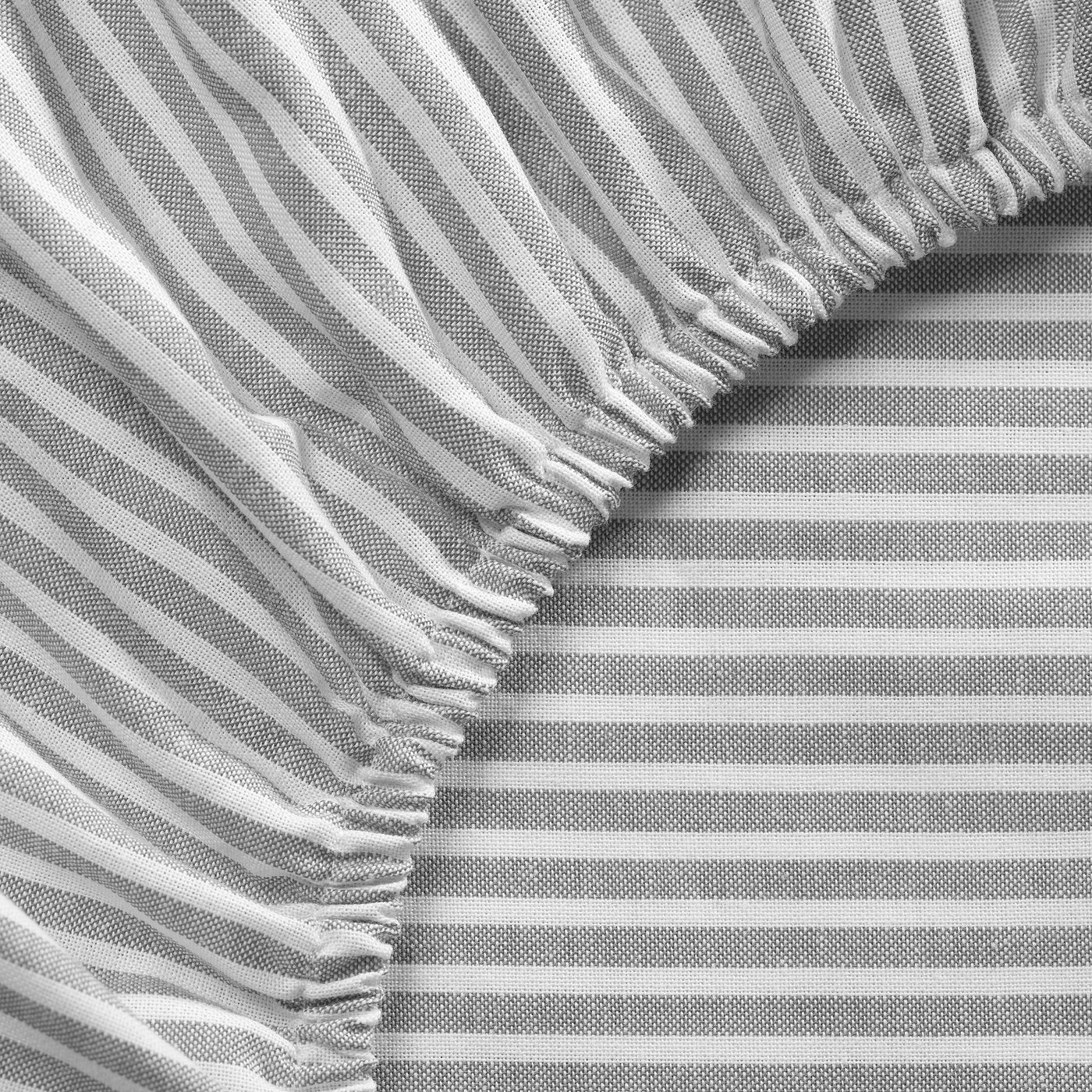 SOLFIBBLA fitted sheet, grey white/stripe, 90x200 cm