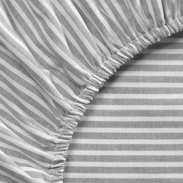 SOLFIBBLA fitted sheet with corners, gray white/striped, 140x200 cm
