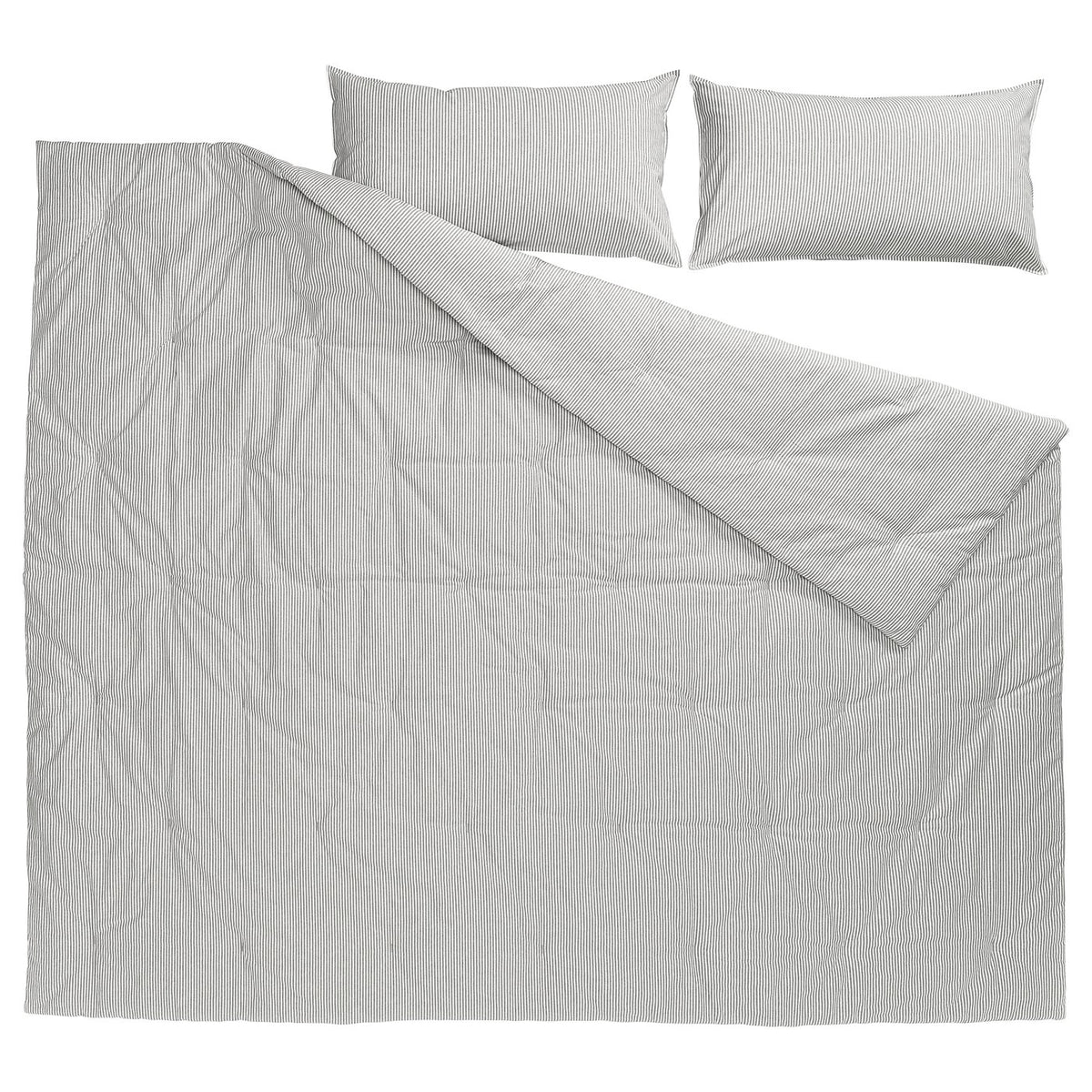 SOLFIBBLA comforter set, grey white/stripe, 240x220/50x80 cm