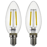 SOLHETTA LED bulb E14 250 lumen, chandelier/clear, 35 mm, 2 pack