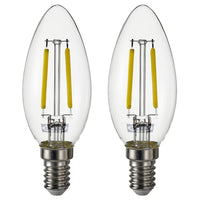 SOLHETTA LED bulb E14 250 lumen, chandelier/clear, 35 mm, 2 pack