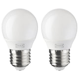 SOLHETTA LED bulb E27 250 lumen, globe opal white, 45 mm, 2 pack