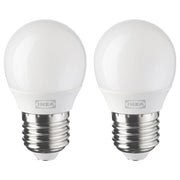 SOLHETTA LED bulb E27 250 lumen, globe opal white, 45 mm, 2 pack