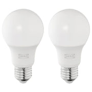 SOLHETTA LED bulb E27 470 lumen, globe opal white, 60 mm, 2 pack