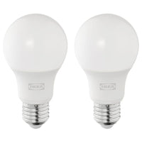 SOLHETTA LED bulb E27 470 lumen, globe opal white, 60 mm, 2 pack