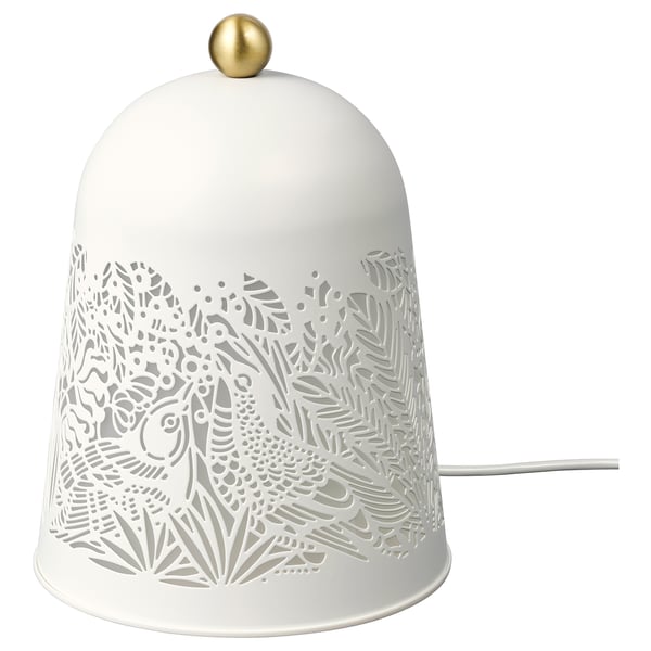 SOLSKUR LED table lamp, white/brass-colour, 16 cm