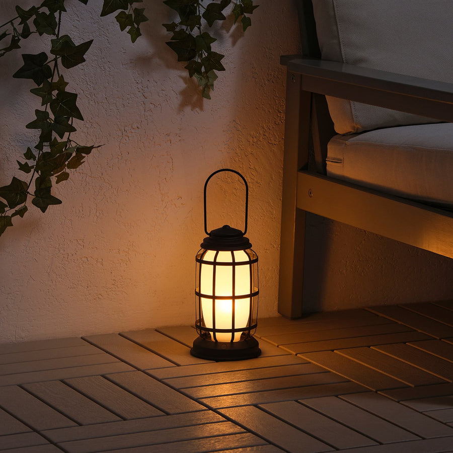 SOLUPPGÅNG LED lantern, outdoor battery-operated/dimmable, 130 mm