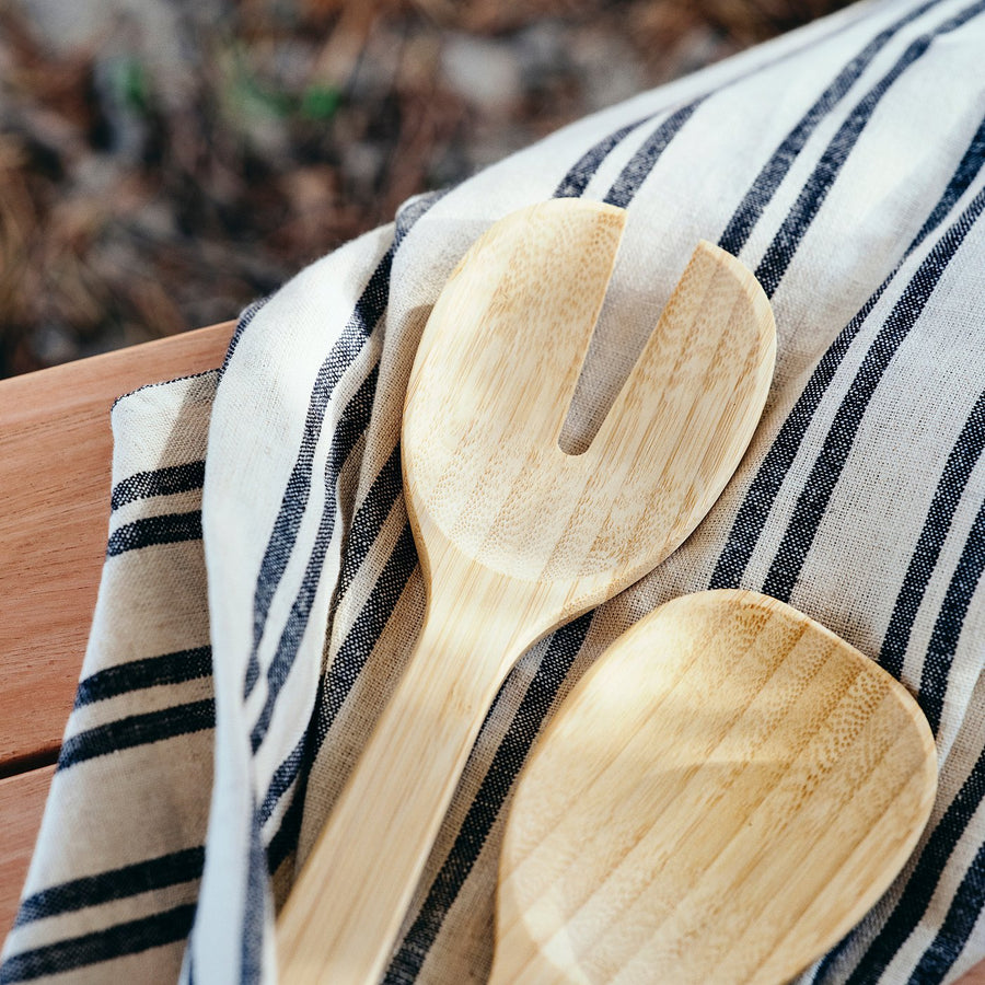 SOLUPPGÅNG 2-piece salad servers set, bamboo, 24 cm