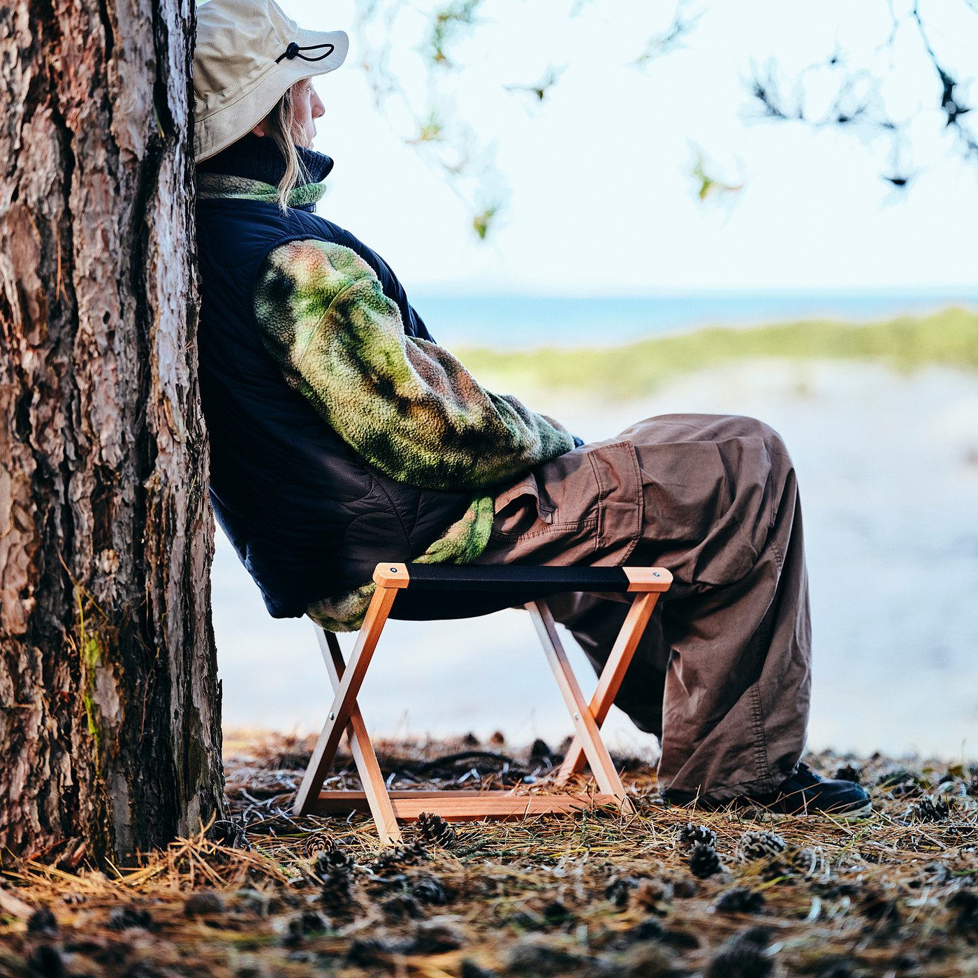 SOLUPPGÅNG stool, outdoor, eucalyptus, 43x40 cm