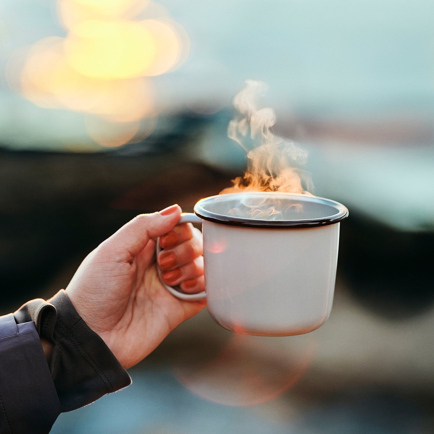 SOLUPPGÅNG mug, enamelled steel