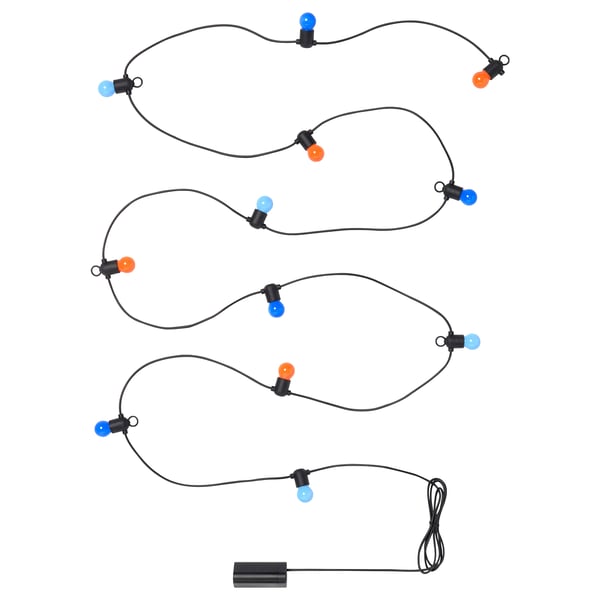 SOLVINDEN - SOLVINDEN LED lighting chain with 12 bulbs, battery-operated/outdoor multicolour