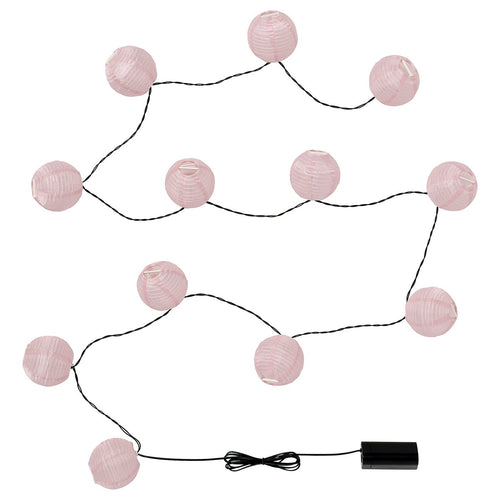 SOLVINDEN LED lighting chain with 12 lights, battery-operated pink, 3.6 m