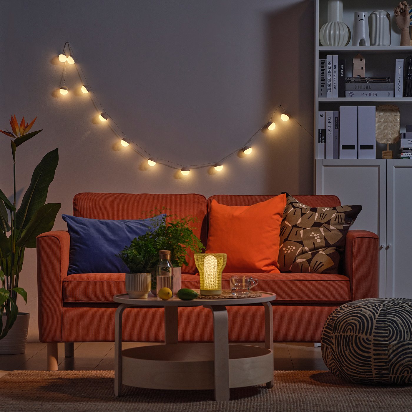 SOLVINDEN LED lighting chain with 12 lights, solar-powered/beige white, 5.2 m