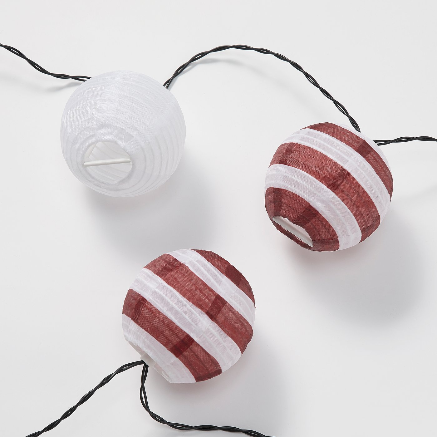 SOLVINDEN LED lighting chain with 12 lights, solar-powered outdoor/red stripe, 5.0 m