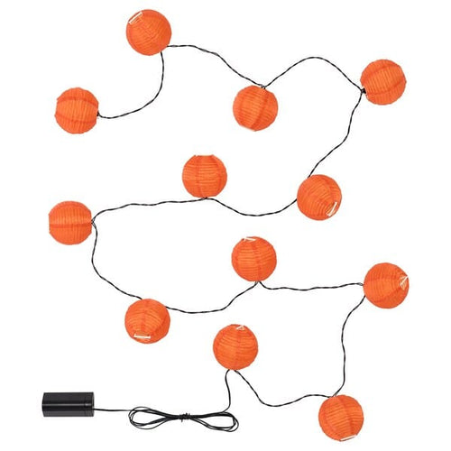 SOLVINDEN LED lighting chain with 12 lights, outdoor/battery-operated orange