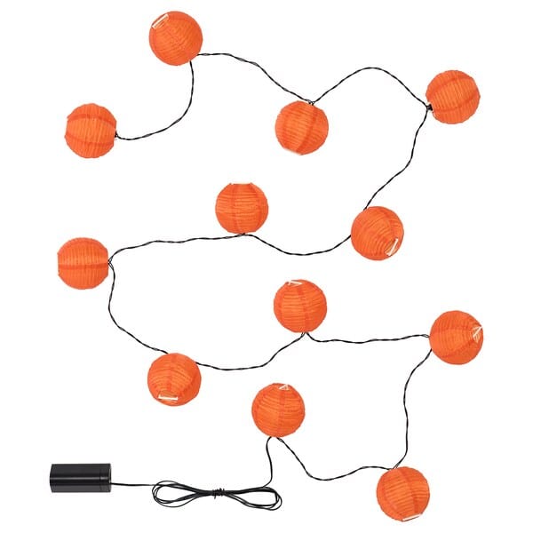 SOLVINDEN - LED lighting chain with 12 lights, outdoor/battery-operated orange