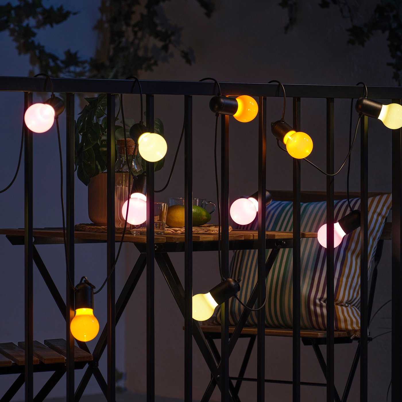 SOLVINDEN LED lighting chain with 12 bulbs, outdoor/multicolour, 9.0 m