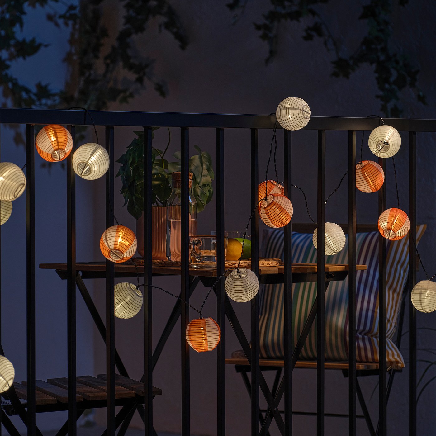 SOLVINDEN LED lighting chain with 24 lights, solar-powered globe/orange pink, 7.0 m